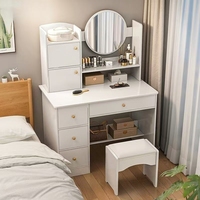 Coiffeuse de luxe personnalisée style moderne coiffeuse bureau blanc chêne gris avec lumière LED miroir pour chambre salon hôtel utilisation