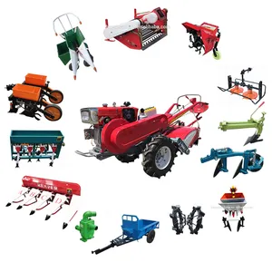 new jiangdong diesel engine hand walking tractor with with rotary tiller for rice field ploughing