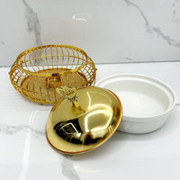 Ensemble de buffet de chauffe-plats 2L dorés de luxe de haute qualité en céramique de forme ronde et dorée