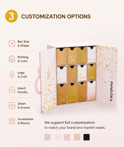 Boîte cadeau rose doré à 12 tiroirs avec poignée en ruban pour bijoux et petites surprises, calendrier de l'avent personnalisé pour bijoux - Product Image 4