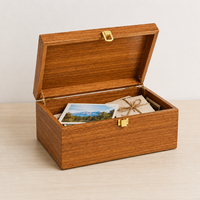 Grande boîte à souvenirs en bois d'acacia avec couvercle à charnières, organisateur de photos vintage pour souvenirs de mariage et d'anniversaire, décoration professionnelle