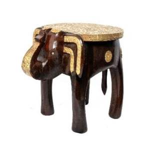 เก้าอี้ไม้รูปช้างทำจากไม้ขนาด15นิ้วสำหรับทาสีทองเหลืองผลิตภัณฑ์งานฝีมือจากไม้ไผ่และไม้ - Product Image 1