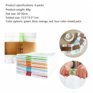 Bông Sợi Nhuộm Món Ăn Vải Hộ Gia Đình Nhà Bếp Rags, Bông Nhà Bếp Khăn Set 4Pcs Hỗn Hợp Màu Sắc Gói Máy Rửa Chén An Toàn - Product Image 3