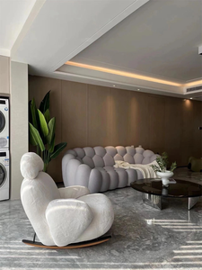 أريكة كرة القدم الفرنسية البسيطة JJY-023 بتصميم منحني فني من القماش الإيطالي، مريحة وقابلة للطي للغرف والفنادق والقاعات - Product Image 6