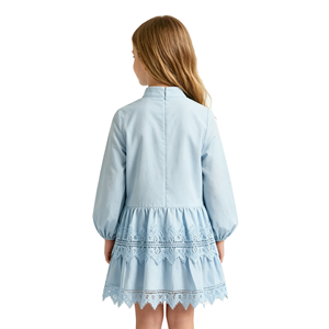 Vestido de encaje con botones y volantes para niñas, estilo Fairycore, color azul cielo, de A&J Boutique Factory, con mangas abullonadas, certificado TUV ISO 2026 - Product Image 2