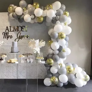 Guirnalda de globos dorados y blancos, Kit de guirnalda de arco para boda, cumpleaños, Baby Shower, graduación, aniversario, Fondo de fiesta
