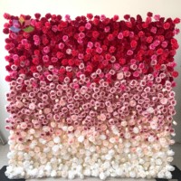 Décor de fête de révélation de sexe de bébé F333, garçon ou fille, toile de fond murale florale, panneau mural 5D 7D, rouleau de fleurs artificielles en soie rose pour mariage