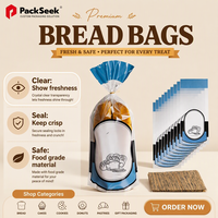 Sacs d'emballage pour pain en plastique réutilisables imprimés sur mesure, sacs à pain OPP PE, sacs d'emballage pour boulangerie