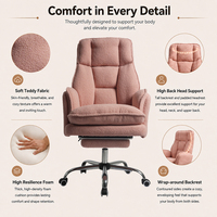 Chaise de bureau à jambes croisées, réglable en hauteur, avec coussin épais, accoudoirs réversibles, grande taille, avec repose-pieds