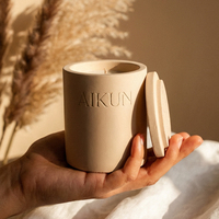 Velas Aromáticas AIKUN de Cera de Soya Natural en Frasco de Cerámica, Combustión Limpia, Logotipo Personalizado, ODM, para Vestíbulos de Resorts, Tiendas de Regalos de Ramadán
