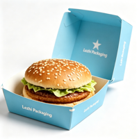 Boîte à hamburger en gros personnalisable en kraft de qualité alimentaire pour restaurants de restauration rapide mondiaux – Emballage jetable en papier
