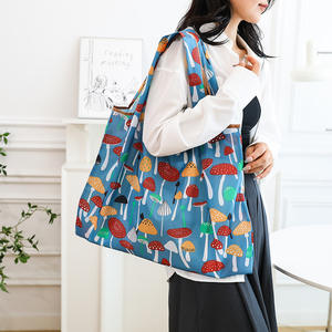 Grand sac de courses pliable portable à motif de dessin animé, sac d'épicerie grande capacité, sac à main écologique en PLA - Product Image 1