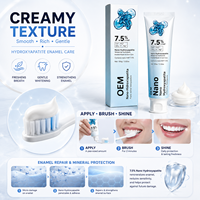 Dentifrice blanchissant sans fluorure personnalisé en usine, OEM, avec 7,5 % d'hydroxyapatite, protège l'émail, répare les dents
