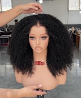 Perruque en cheveux humains vietnamiens bruts 4C Afro Kinky Curly, non traités, avec closure HD 4*4, style Pixie Curly, vente en gros