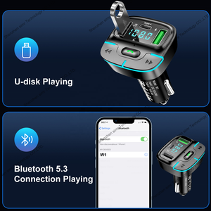 Simr W1 20W Modulateur <span class=keywords><strong>Bluetooth</strong></span> 5.3 mains libres, chargeur de voiture 2.4A, adaptateur double USB Type C, lecteur MP3 de voiture, <span class=keywords><strong>radio</strong></span> FM, émetteur FM - Product Image 6