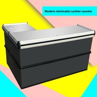 Comptoir de caisse de supermarché au design moderne et minimaliste, système de point de vente inclus, configurations en L/droites, principal