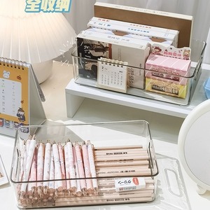 Boîte de rangement transparente en acrylique pour bureau, organisateur de maquillage et cosmétiques, conteneur de papeterie et de collations avec couvercle, capacité de 2L - Product Image 1