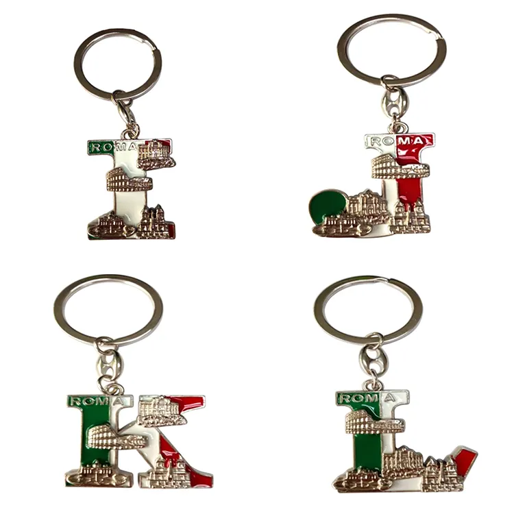 Großhandel Italien Tourist Souvenir Metall Brief I J K L keychain Buchstaben schlüssel ringe