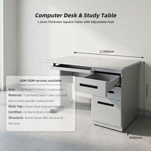 Table de bureau mesure mobilier de bureau commercial 3 tiroirs avec 1 porte métal acier bureau Table Design - Product Image 3
