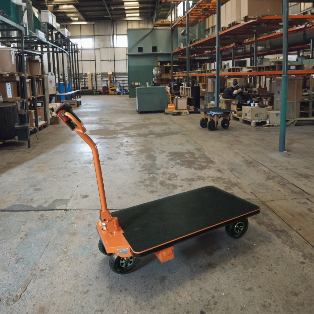 Battery Operated Platform Trolley OEM Customizable Electric Wheel Barrow Metal Hand Cart Four-Wheel 300kg/500kg Load Capacity