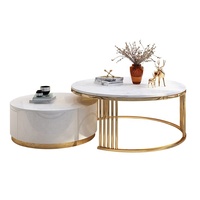 Ensemble de tables basses de luxe, style moderne, en bois, avec base en acier inoxydable doré éthiopien pour meubles de salon