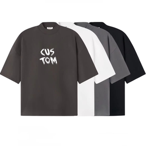 T-Shirt a Collo Alto di Lusso Senza Logo |   T-Shirt Oversize da <span class=keywords><strong>Uomo</strong></span> con Spalle Scese e Colletto Largo Personalizzabile per Streetwear - Product Image 2