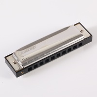 EASTTOP T10-3 10-Hole Silver Brass Blues Harmonica Diatonic Musical Instrument for Beginners