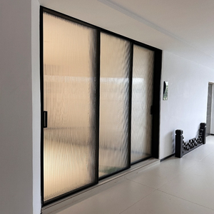 Porte d'ingresso anteriori per case, scorrevoli, per pergolati, in acciaio, alluminio, vetro, senza binari, senza telaio - Product Image 5