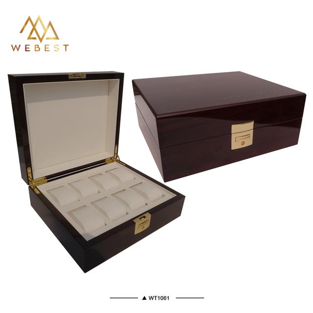 Webest Black Wooden Watch Box Luxury Watches and Bracelet Storage Box Wooden Box for Watches