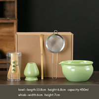 Kit de Cérémonie du Thé Matcha Japonais Traditionnel 5 Pièces en Céramique, Fouet en Bambou, Cuillère et Bols en Porcelaine – Vente Flash