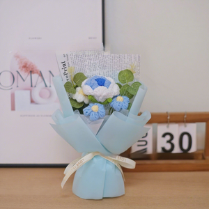 Ramo de <span class=keywords><strong>Girasoles</strong></span> y <span class=keywords><strong>Rosas</strong></span> de Ganchillo Hecho a Mano, de Hilo de Lana, para Jardín, Acción de Gracias, Graduación/Cumpleaños, Ecológico, Directo de Fábrica - Product Image 6