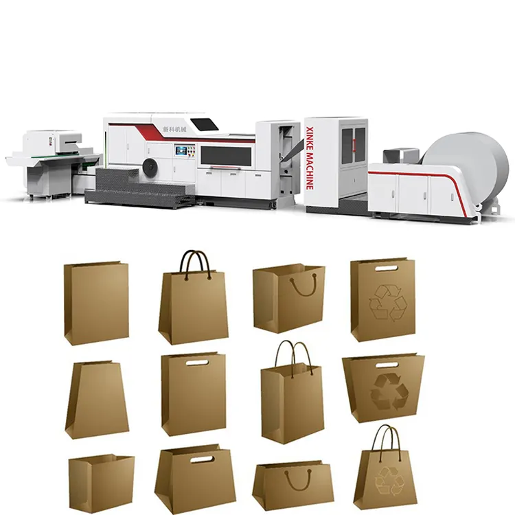 XINKE-Máquina de fazer saco de papel Kraft totalmente automática, fundo plano, biodegradável, alimentos, padaria, máquina para fazer padaria