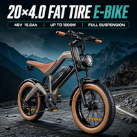 Vélo Électrique Tout-Terrain B2B à Pneus Larges 1500W 48V 20x4.0 avec Pneus Chaoyang, Contrôle par Application, OEM ODM, Fournisseur Vérifié depuis 6 Ans