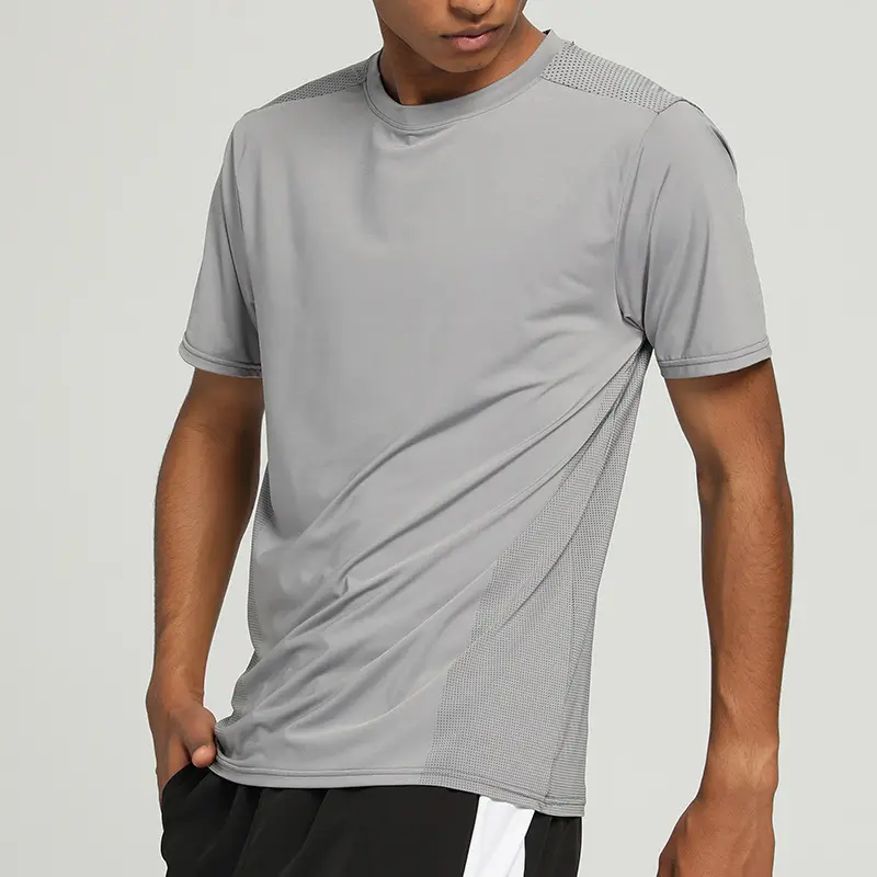 プラスサイズのアクティブウェアジムTシャツ男性用フィットネススウェットシャツを実行している高品質の半袖スポーツトップス