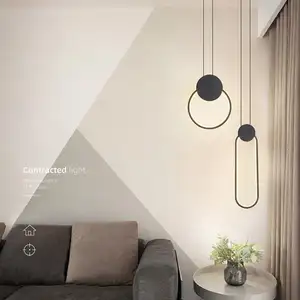 Design Simple, décoration de la maison, lustre led moderne avec longue coupe ouverte et abat-jour en forme de boule