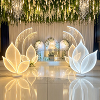 Arche métallique NIKA pour décoration de mariage, avec éclairage LED et rideau de perles de cristal, support décoratif pour toile de fond