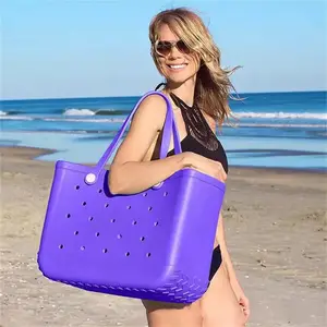 Hot sale outdoor fashion camping XL Large hand tote simply southern eva bogg beach bag silicone beach bogg bag
