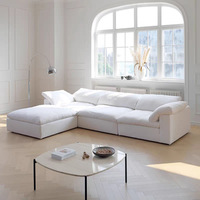 Canapé de salon moderne, écologique, sans accoudoirs, en tissu, pour appartement et hôtel, rembourré en éponge, en forme de L, compact