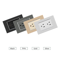 FIKO American Standard Prises et interrupteurs muraux 118 Type 15A Panneau de tréfilage en aluminium doré avec USB/Type-c
