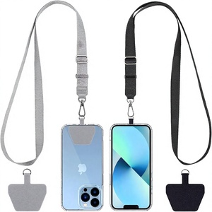 Paquete de 2 Correas Universales Ajustables para Teléfono Celular con Parches, Compatibles con <span class=keywords><strong>iPhone</strong></span> y Teléfonos Inteligentes Android, Negro y Gris - Product Image 1