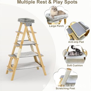 Árbol para Gatos Plegable de Madera Maciza de 4 Niveles con Postes Rascadores para Gatos Medianos - Product Image 4