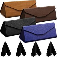 Étui à lunettes pliable en cuir PU, boîte de rangement magnétique pour lunettes, lot de 4, porte-lunettes de soleil de couleur unie, organisateur de voyage