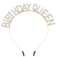 Serre-têtes d'anniversaire tendance avec lettres, accessoires pour cheveux, pinces à cheveux en strass pour fêtes et anniversaires HN001