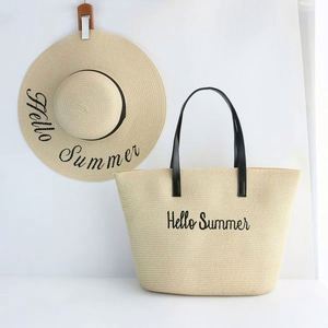 Wholesale Women Summer Dress Embroidery Letters Logo Handbag and <b>Hat</b> with Custom Logo - Product Image 1