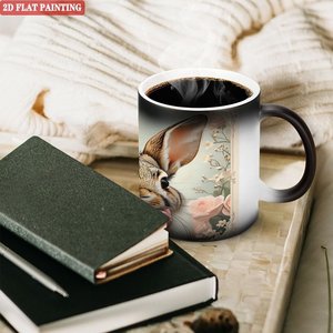 Short Trip Portable Travel Mug Frosted Black 11oz <b>Ceramic</b> Heat Changing Magic <b>Cup</b> - Product Image 3