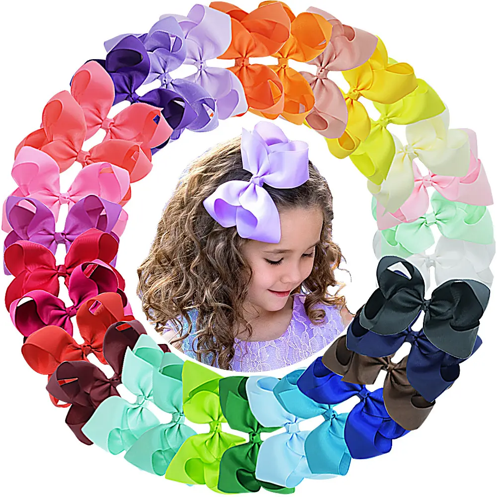 Pasadores de pelo de cinta de Color sólido de 40 colores personalizados de 6 pulgadas, accesorios para el cabello, pasadores para niñas, lazo de pelo de moda para niñas