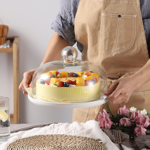 Hoogwaardige transparante glazen deksel keramische taartplateau bakplaat fruit schaal brood afternoon tea presentatiestand - Product Image 2
