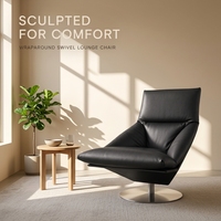 Fauteuil d'intérieur moderne en cuir pleine fleur souple et tissu chenille haut de gamme, idéal pour salon, chambre, hôtel et projets résidentiels (OEM/ODM)