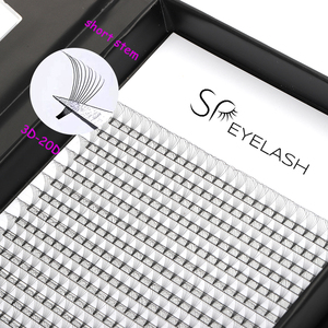SP EYELASH vente en gros ventilateurs de volume préfabriqués collés à chaud ventilateur de cils préfabriqué à tige courte plate 3D 4D 5D 6D 10D faux vison cils préfabriqués - Product Image 1