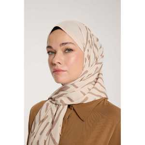 Bufanda Tradicional de Visón Pure Tone con Patrón en V en Color Beige - Product Image 1